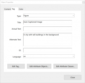 Figure properties dialogue